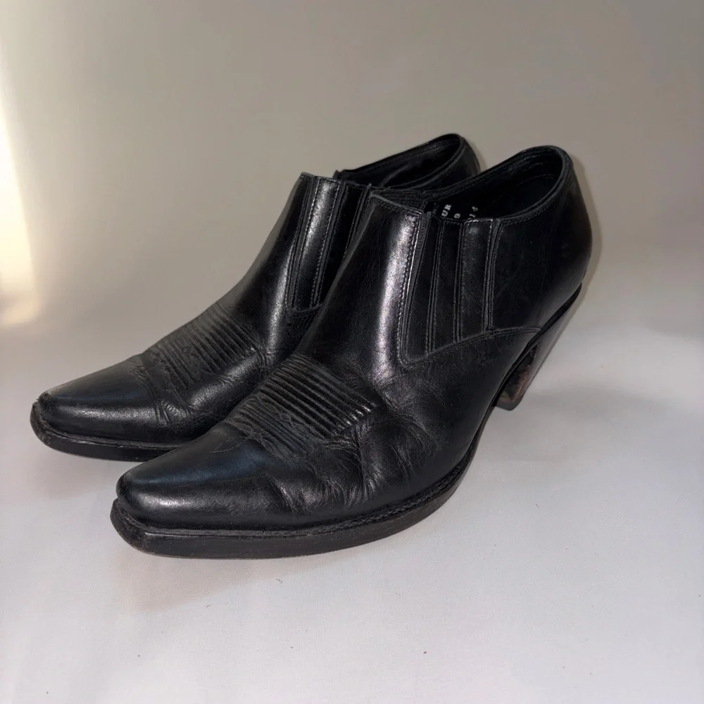 Charlie 1 Horse Black Western Heeled Mules by Lucchese - Picture 2 of 8